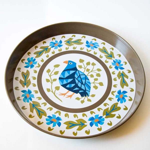 SALE - Vintage Round Bird Tray