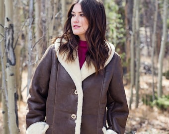 Ladies Sheepskin Coat-Cattleman with Wool Trim