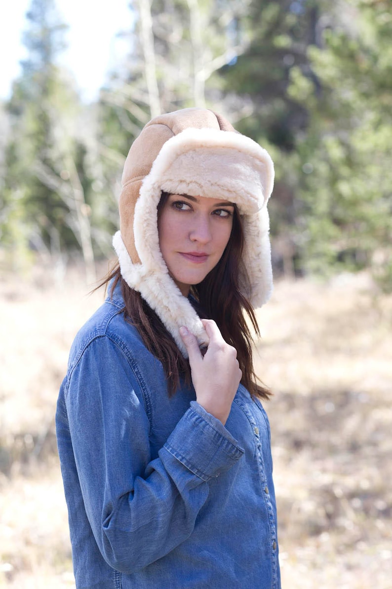 Ladies Sheepskin HatAviator Etsy