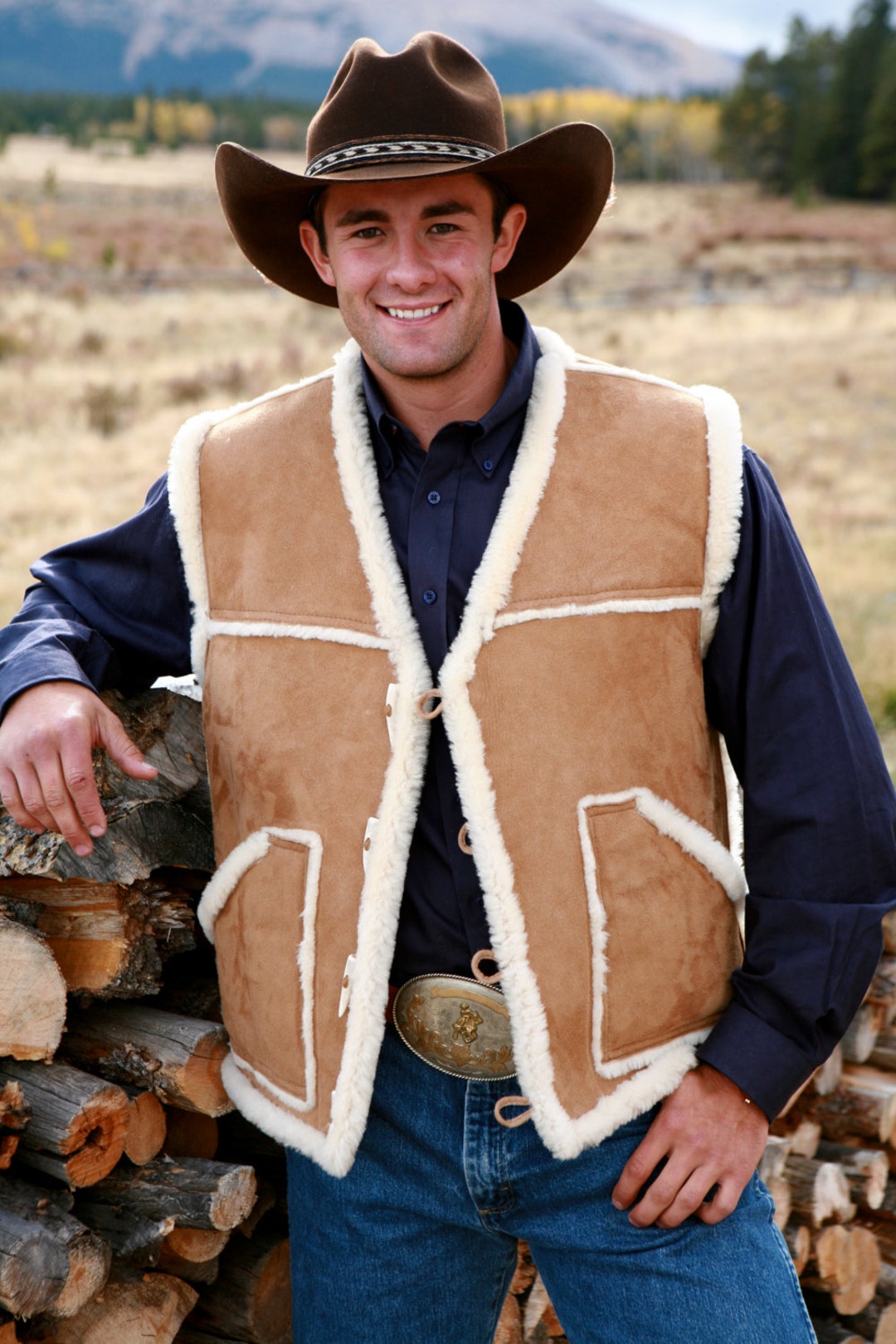 Mens Sheepskin Vest-mountaineer - Etsy