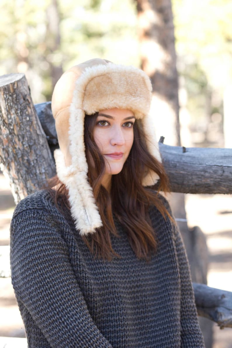 Ladies Sheepskin HatAviator Etsy