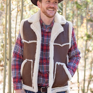 Mens Sheepskin Vest-rancher W/collar-exposed Wool Seams - Etsy