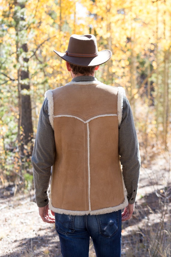 Mens Sheepskin Vest-rancher - Etsy