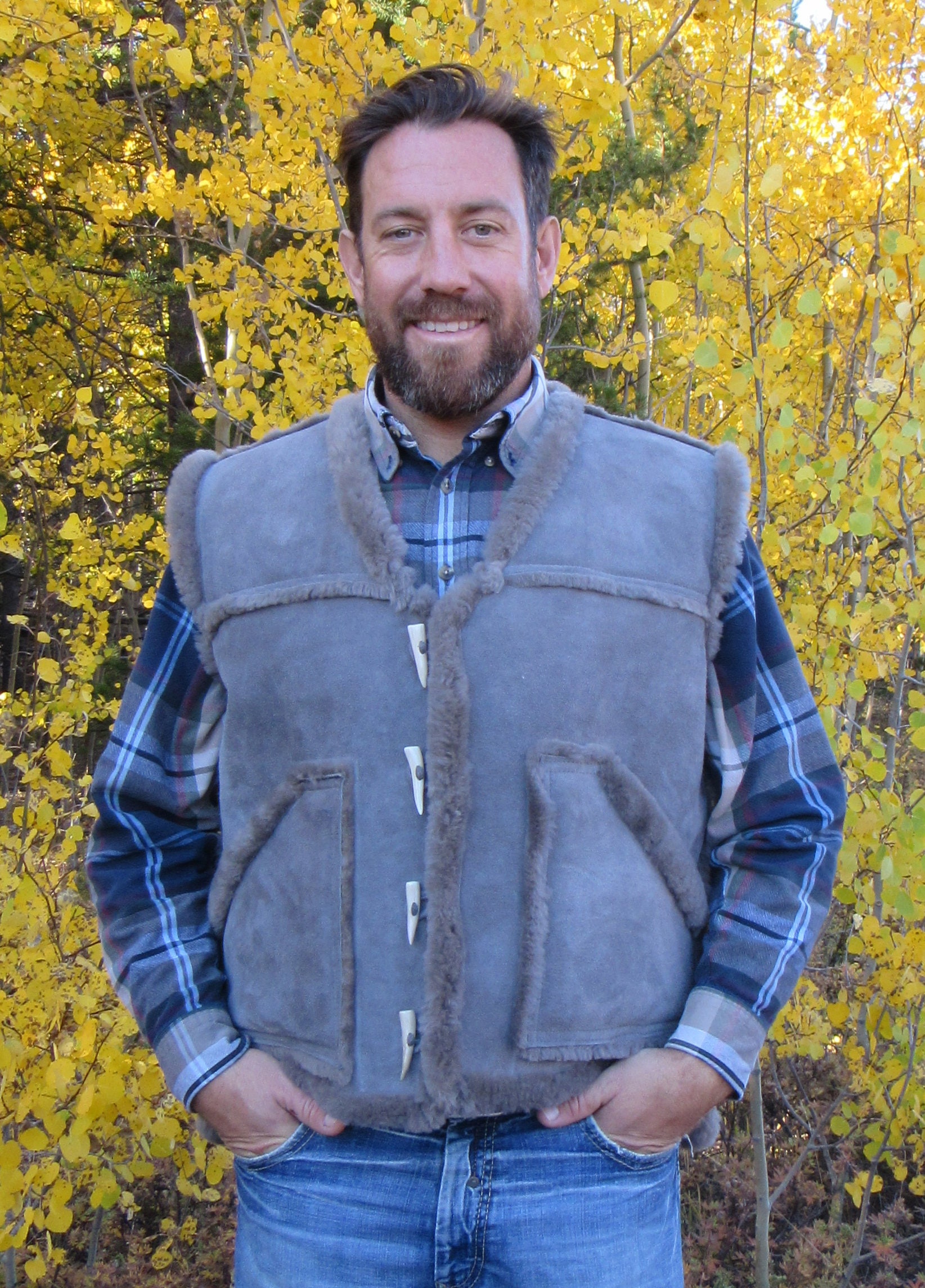 Mens Sheepskin Vestmountaineer Etsy