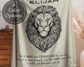 Löwendecke Personalisierte Bibel Vers Geschenk Benutzerdefinierte Namensdecke Christliche Geschenke für ihn Individuelle Taufe Geschenke Junge Schrift Geschenk werfen