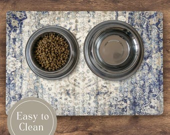 Vintage Rug Pet Food Mat Non Slip Dog Placemat Antique Style Dog Bowl Feeding Mat Dog Lover Gift Premium Dog Food Mat Modern Antique Decor
