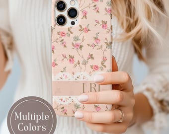 Personalized Vintage Floral Phone Case Custom Name Case Pink Floral Coquette iPhone Case Gift Lace Phonecase for iPhone 12 13 14 15 16 17