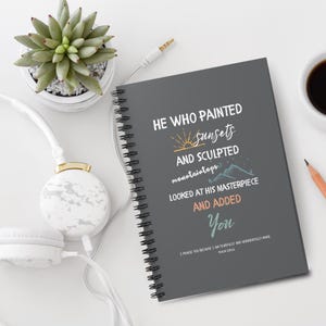 Christian Notebook for Teen Girls or Women, Gods Masterpiece Affirmation Notebook, Bible Verse Gift, Faith Based Journal, Prayer Journal