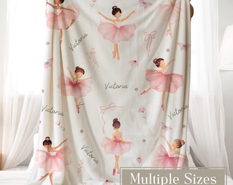 Custom Ballerina Name Blanket for Girls Personalized Dance Blanket Ballet Gift Throw for Kids Ballet Theme Dance Recital Gift Keepsake
