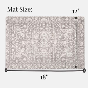Pet Feeding Mat Vintage Boho Style Pet Feeding Station Dog Bowl Rug Antique Cat Food Mat Pet Lover Gift Grey Rug Dog Mat for Food Bowls image 4