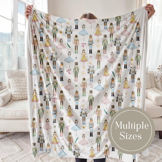 Nutcracker Ballet Minky Blanket Ballet Lover Gift Nutcracker Christmas Decor Pink Christmas Cottagecore Throw for Her Nutcracker Gifts