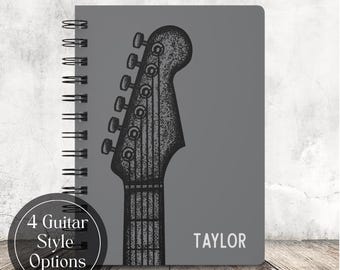 Personalisierte Gitarrengeschenke: Notizbuch für Musiker, Tagebuch für Gitarrenliebhaber, Notizbuch für Teenager, personalisierte Geschenke für Gitarrenspieler, individuell gestaltet