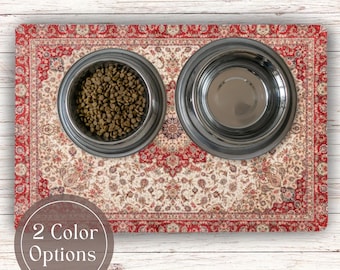 Vintage Rug Dog Food Mat Washable Placemat Vintage Home Gifts for Cat Lover Pet Food Bowl Mat Dog Accessories for Pet Feeding Station