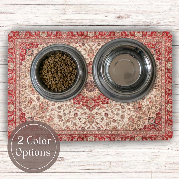 Vintage Rug Dog Food Mat Washable Placemat Vintage Home Gifts for Cat Lover Pet Food Bowl Mat Dog Accessories for Pet Feeding Station