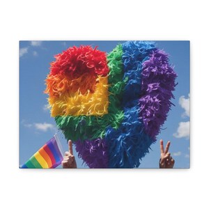 Pride Heart Canvas Art, Rainbow Decor for LGBTQ+ Celebration, Wall Art for Home, LGBTQ Pride Art, Heart Shaped Canvas