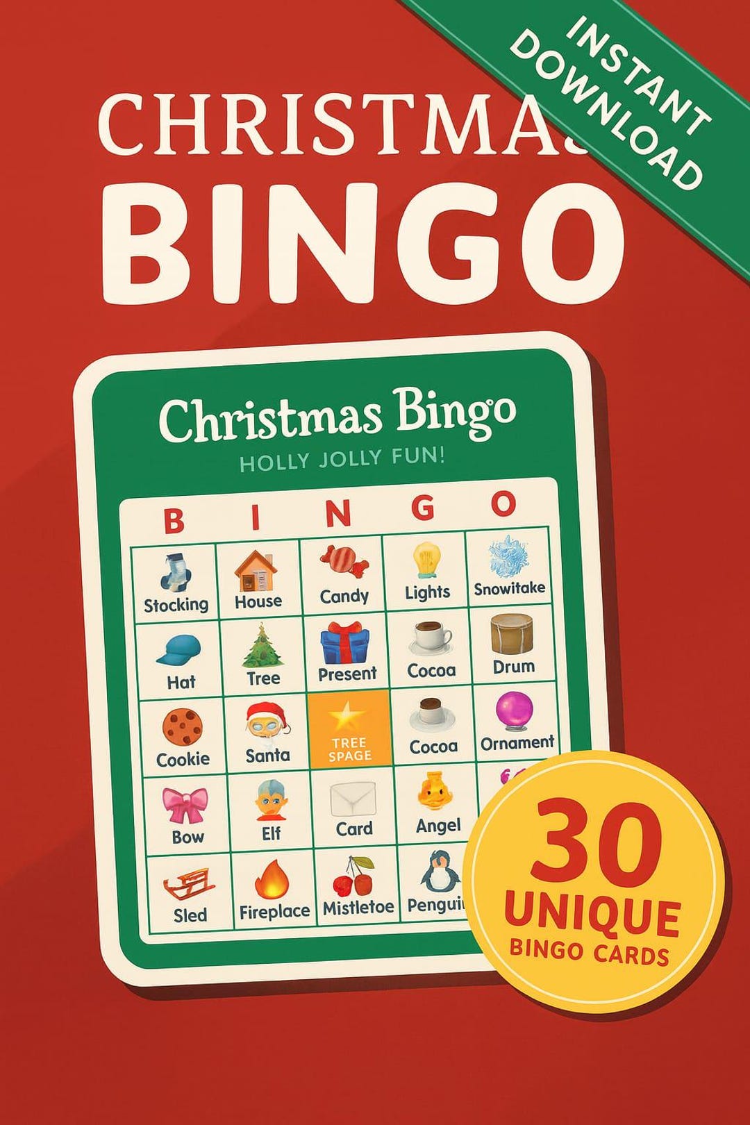 Printable Christmas Bingo Game for Kids & Adults | Holiday Party ...