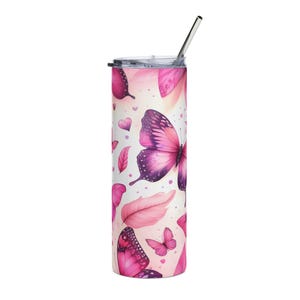 Butterfly Stainless Steel Tumbler, 20oz | Cute Drinkware for Nature Lovers, Gift for Her, Travel Mug, Eco-Friendly Cup, Wedding Favors