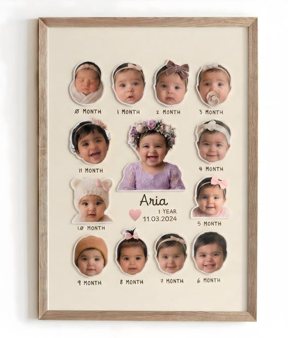Personalised 12 Month Baby Photo Frame – First Birthday Milestone Keepsake