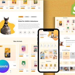 Pet Website Template Shopify Theme Digital Shop Custom Design Online Business Retail Platform Responsive Marketplace Modern Ecommerce
