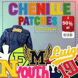 Parches de chenilla | Parche de chenilla personalizado | Parche de chenilla con logotipo personalizado | Parche termoadhesivo | Parche de letras de chenilla | Pegatinas del alfabeto personalizadas