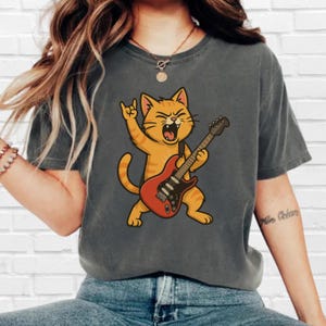 Funny Guitar Cat T-Shirt: Rock Music Lover Gift