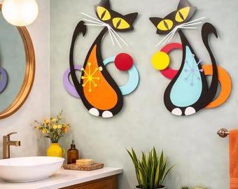 Atomic Cat Decor, MCM Wall Art, Atomic Decor, Mid Century Modern Wall Art, Mid Century Decor