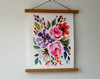 Hand Painted Watercolour Ink Floral Composition - No. 4