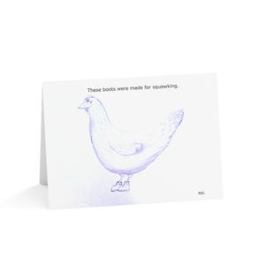 Estes cartões de felicitações de frango com botas, cartões de arte divertidos para comemorações, perfeitos para todas as ocasiões, festas