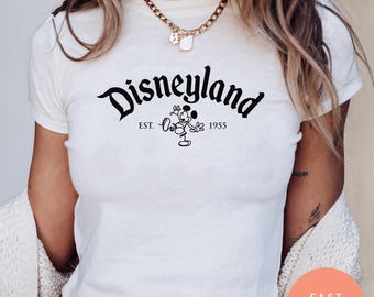 Vintage Disneyland Est 1955 baby-T-shirt, Disney-reisshirt, Disney bijpassende reis croptop Girly esthetische baby-T-shirt, Disneyland Y2K, retro Disney-T-shirt