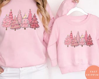 Mommy and Me Christmas Sweatshirt, Pink Christmas Sweaters, Matching Mom and Me Christmas, Matching Christmas Shirt, Christmas Outfit
