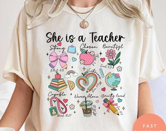 She is A Teacher T-shirt, Religious Teacher Shirt, Gift For Teacher, Inspirational Teacher Shirt, Teacher Appreciation Shirt, Christian Tee