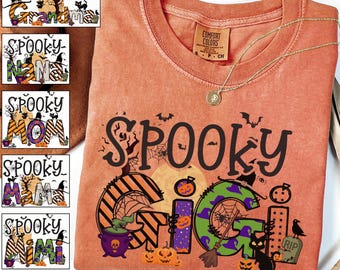 Personalized Spooky Gigi Shirt – Halloween Grandma Shirt – Custom Comfort Colors Fall Tee – Cute Gift for Gigi with Grandkids Names