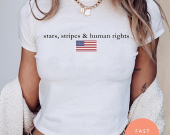 Baby T-Shirt, 4. Juli Shirt, 4.Juli Shirt, USA Y2K Vaterländischer Crop Top, Komfort Farben Demonstriert T-Shirt