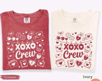 XOXO Crew Valentine Shirt, Galentines Day Shirt for Women, Cute Heart Graphic Tee, Matching Friends Shirt, Love Theme Shirt Valentine Gift