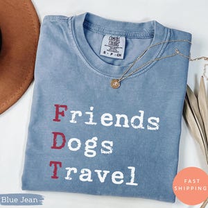 Comfort Colors Subtle FDT Friends Dogs Travel Shirt, Anti Trump Anti Maga Tee, Dog Lover Travel Lover Funny Political Statement Top