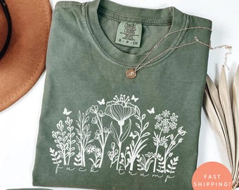 Camisa con flores silvestres "F*ck Trump" de Comfort Colors® / Camiseta feminista anti MAGA / Regalo demócrata / Camisa política floral FDT