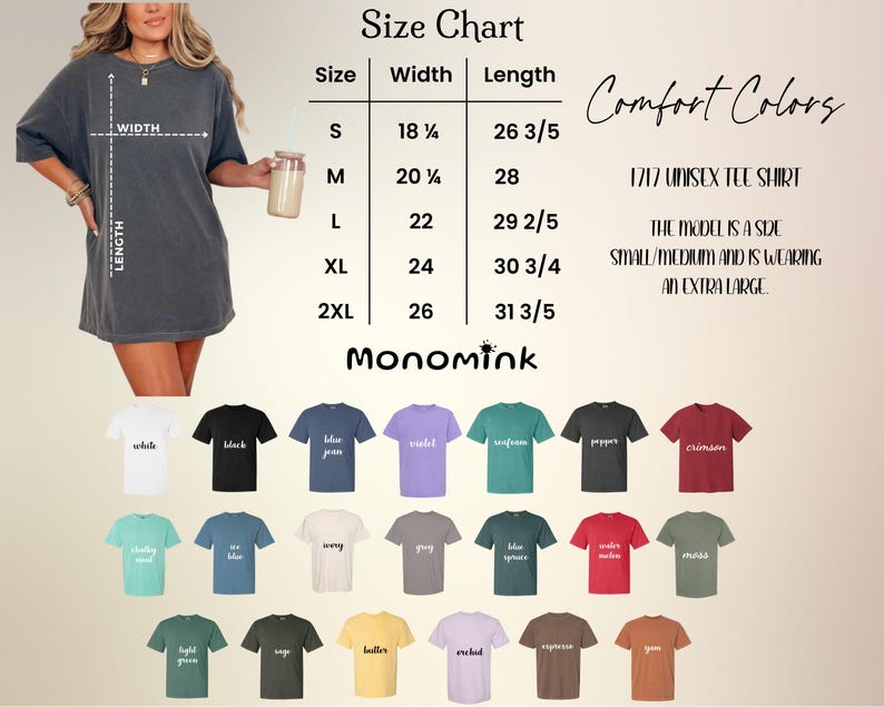 This Comfort Colors short sleeve shirt has a unisex fit – check the chart to pick your ideal size with confidence!
