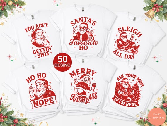 Funny Snarky Family Santa Christmas Pajamas Family Christmas PJs Christmas Funny Matching Family Christmas Pajamas Family Christmas