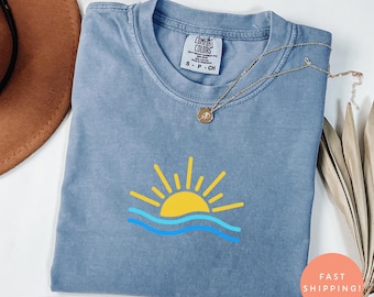 Comfort Colors® Sonnen-Shirt, Sommer-Strand-Shirt für Frauen, Sonnenschein-Grafik-T-Shirt, süßes Ferien-Shirt, Geschenk für sie, entspanntes Fit-T-Shirt