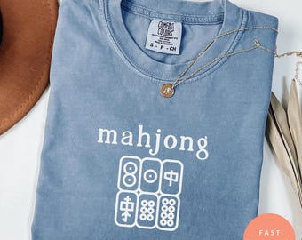 Comfort Colors® Mahjong Shirt, Minimalist Tile Game Tee, Social Club Top, Gift for Mahjong Player, Retro Game Night Graphic T-Shirt