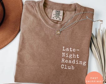 Camiseta de club de lectura nocturna, camiseta de ratón de biblioteca, camiseta divertida de lectura, camiseta para amantes de los libros, regalo para amantes de los libros, camiseta de lector, regalo para lector