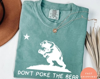 Camiseta Comfort Colors® "No toques al oso", camiseta con la bandera del estado de California, anti Trump, camiseta de vacaciones, camiseta del oso de California, camiseta familiar a juego, Gavin Newsom