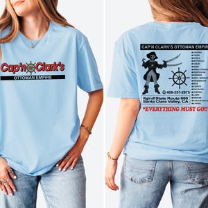 Chemise Empire ottoman du capitaine Clark, t-shirt graphique vintage de magasin de meubles de pirate rétro, t-shirt drôle d'humour de vacances recto-verso image 3