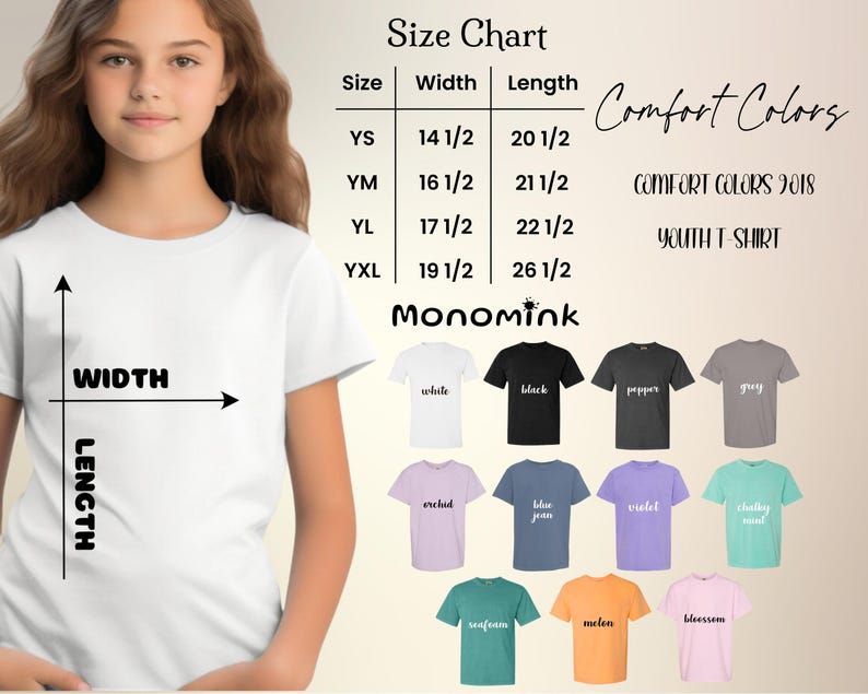 Make sure your little one’s Comfort Colors custom tee fits perfectly – check our youth size chart!