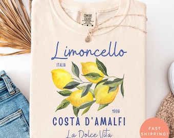 Comfort Colors® Retro Limoncello La Dolce Vita Tee, Lemon Shirt, Italy T-shirt, Coastal Granddaughter Aesthetic Amalfi Coast, Summer Shirt