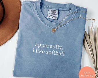 Comfort Colors® Offenbar mag ich Softball Shirt, lustiges Spieltag T-Shirt, trendiges Softball Mutter Geschenk, Sportsaison T-Shirt, niedliches Spieler Top