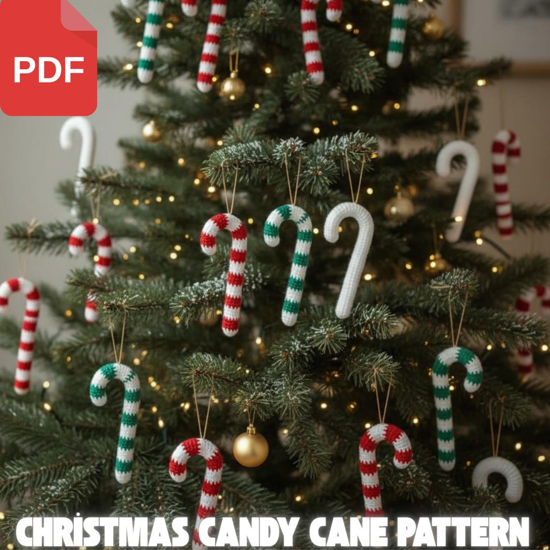 Candy Cane Crochet Pattern | Christmas Ornament PDF | Amigurumi Holiday ...