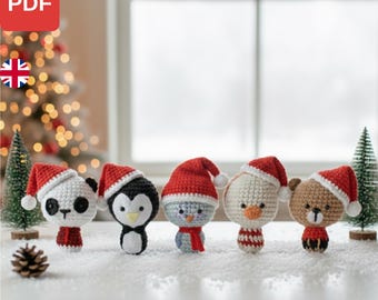 Weihnachtliche Mini Tier Häkelanleitung | Amigurumi-Festtage-Set (PDF)