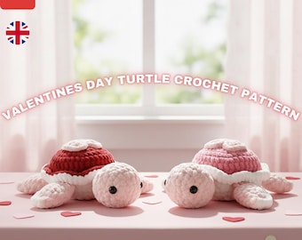 Valentines Day Turtle Crochet Pattern – Cute Turtle Amigurumi PDF – Valentine Plush Gift Pattern