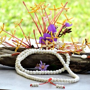 White Yak Bone Tibetan Mala: 108 Bead Prayer Beads image 8